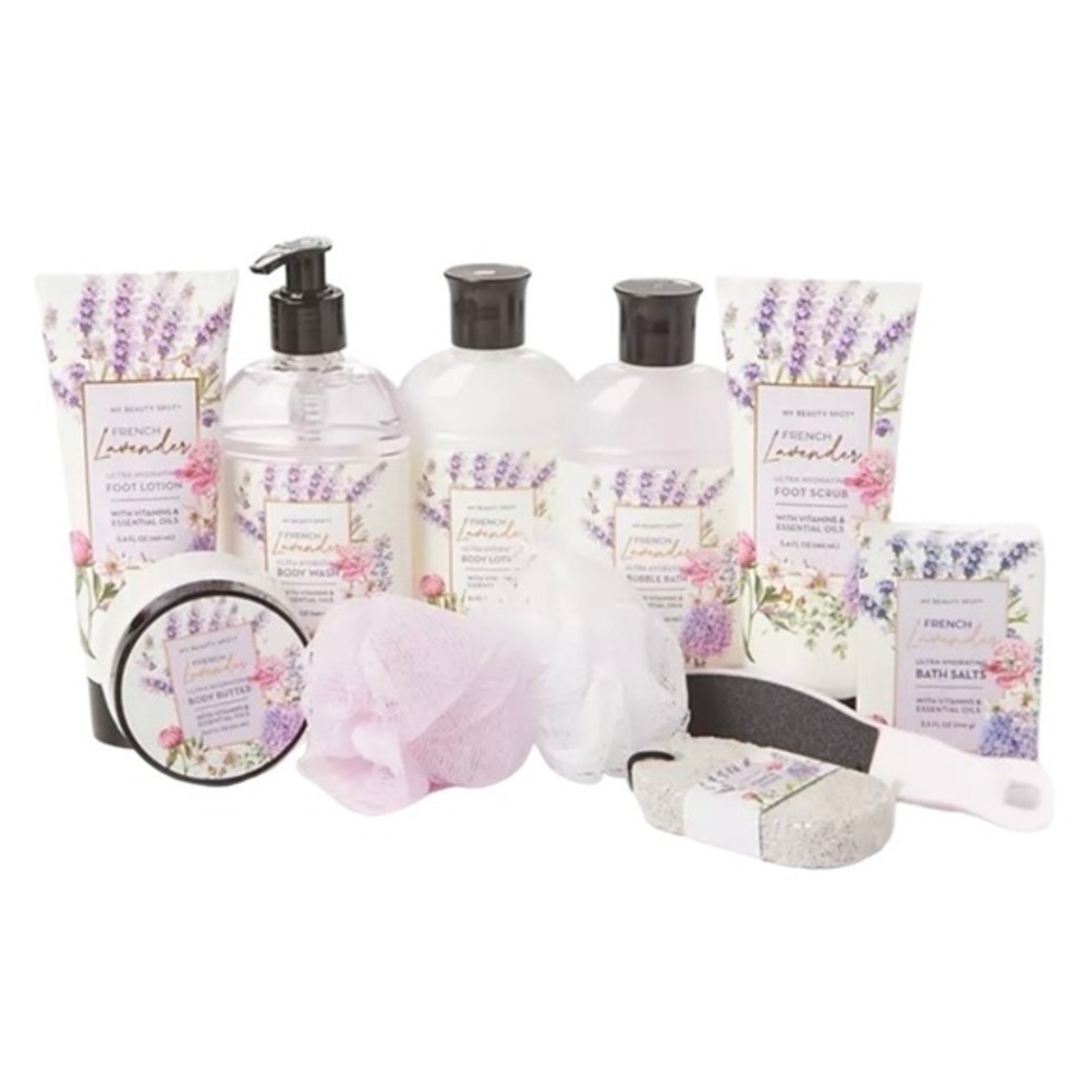 French Lavender 11-Piece Deluxe Bath Body & Foot Care Collection Box Gift Set